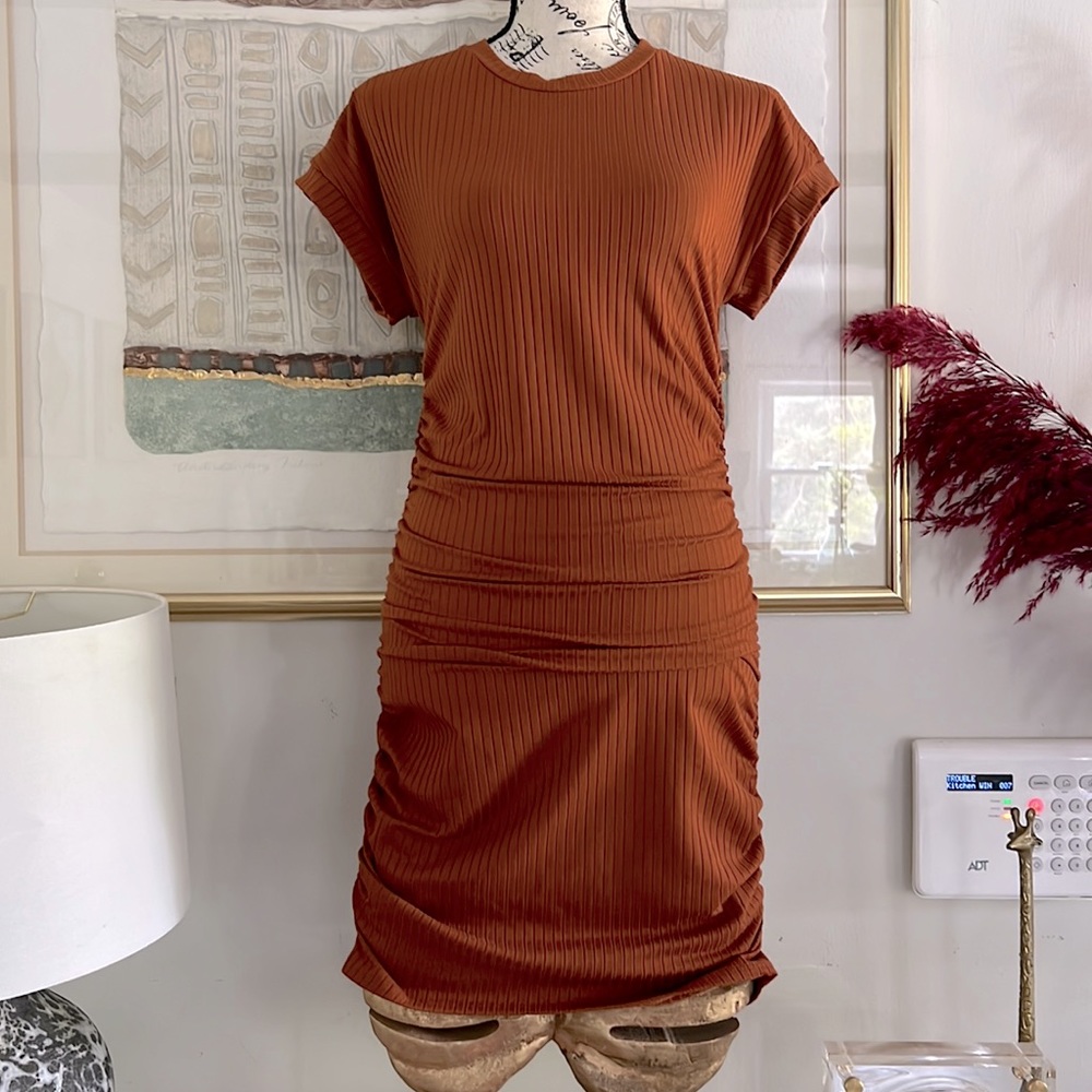 Rustic ruched fall color dress